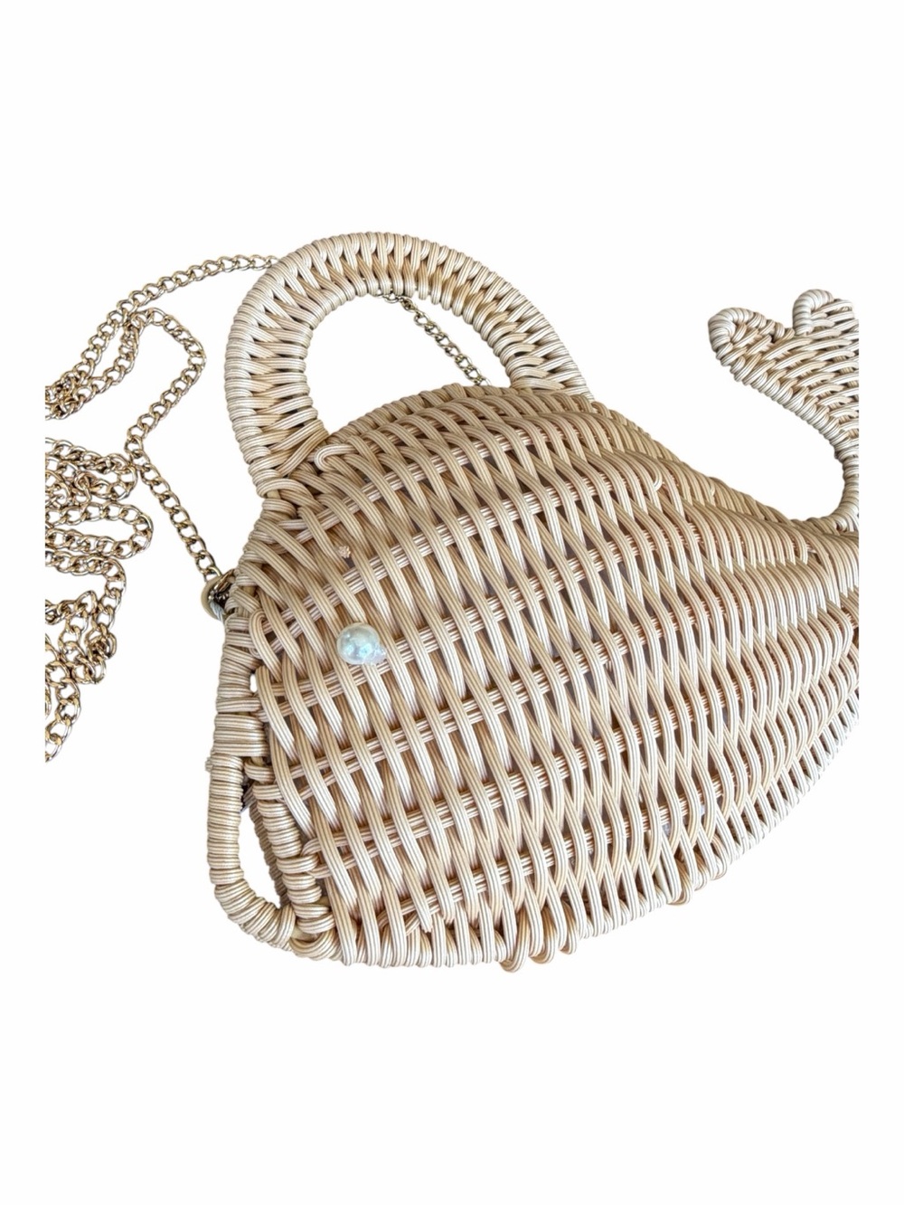 TOMMY BAHAMA Tan WHALE Clutch Bag Natural Woven Gold Chain Strap NWT - Picture 6 of 6